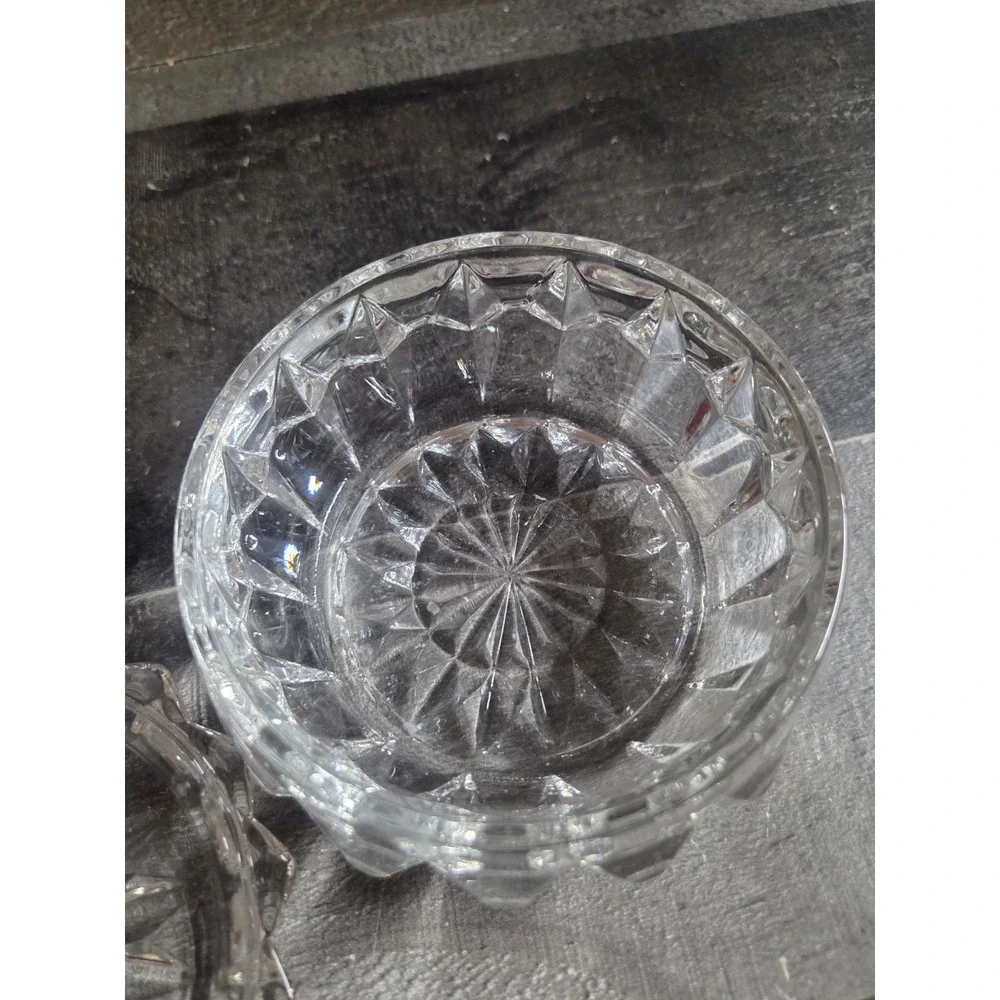 Diamond Powder Dish Crystal Depression Glass Jeannette Windsor Art Decor 4